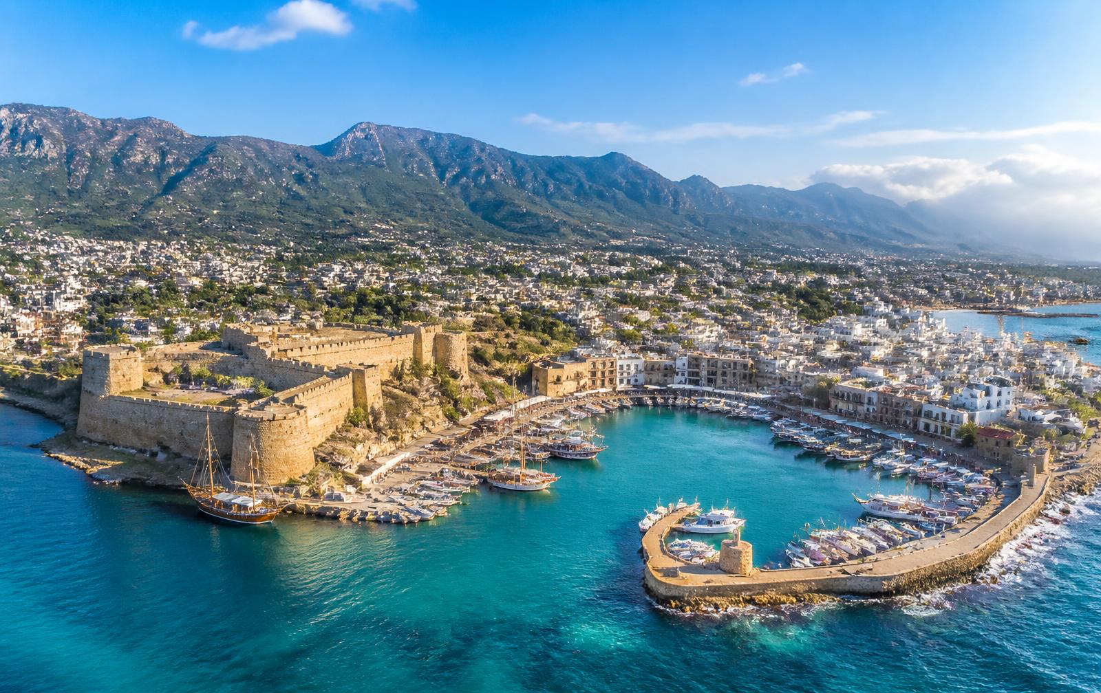 Aerial drone view of North Cyprus